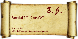 Boskó Jenő névjegykártya